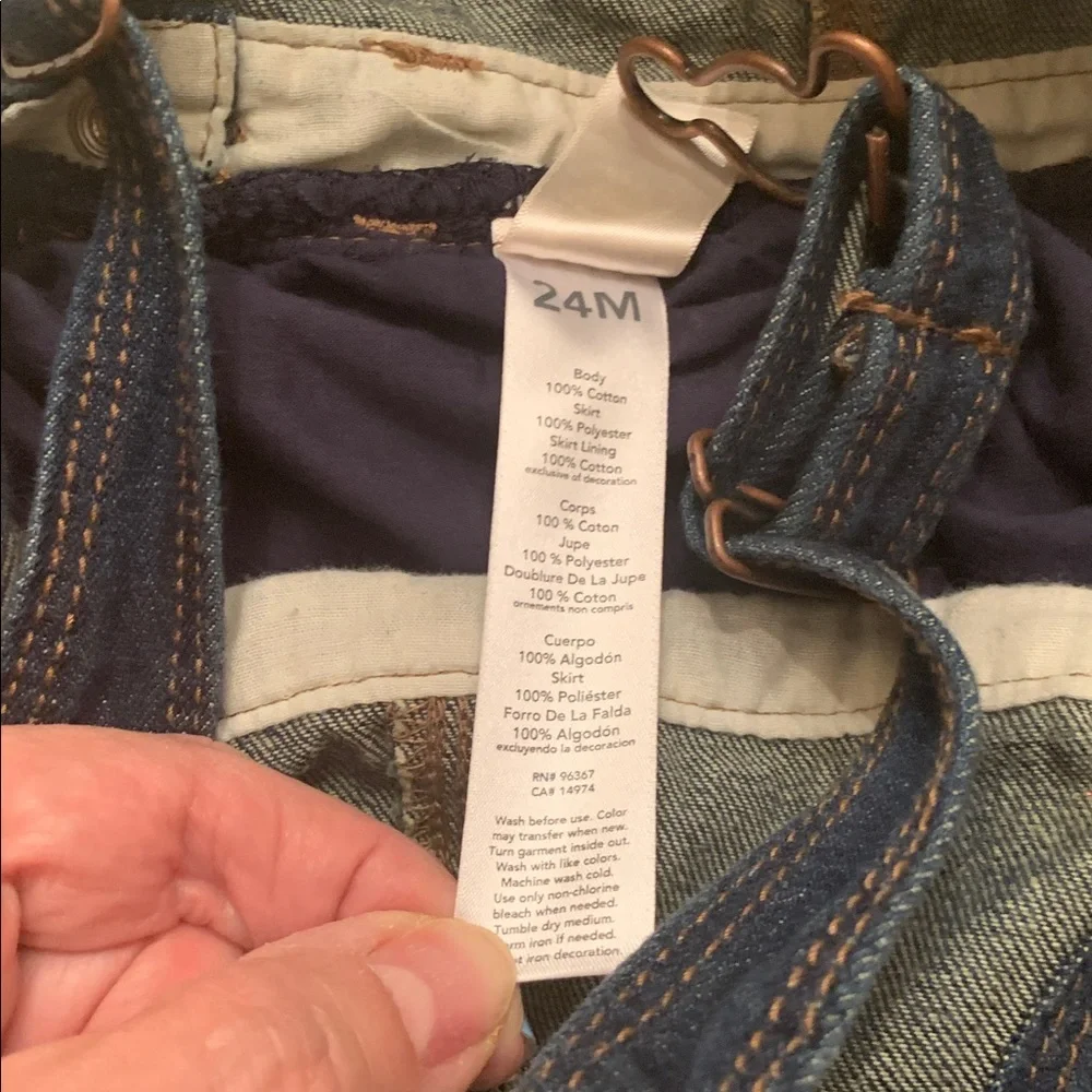 OshKosh B'gosh Denim Dress w/suspenders & netted lined skirt 24 months Girls